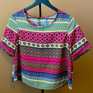 Francesca’s Women’s Cropped Multi-color Boho Top Size Small